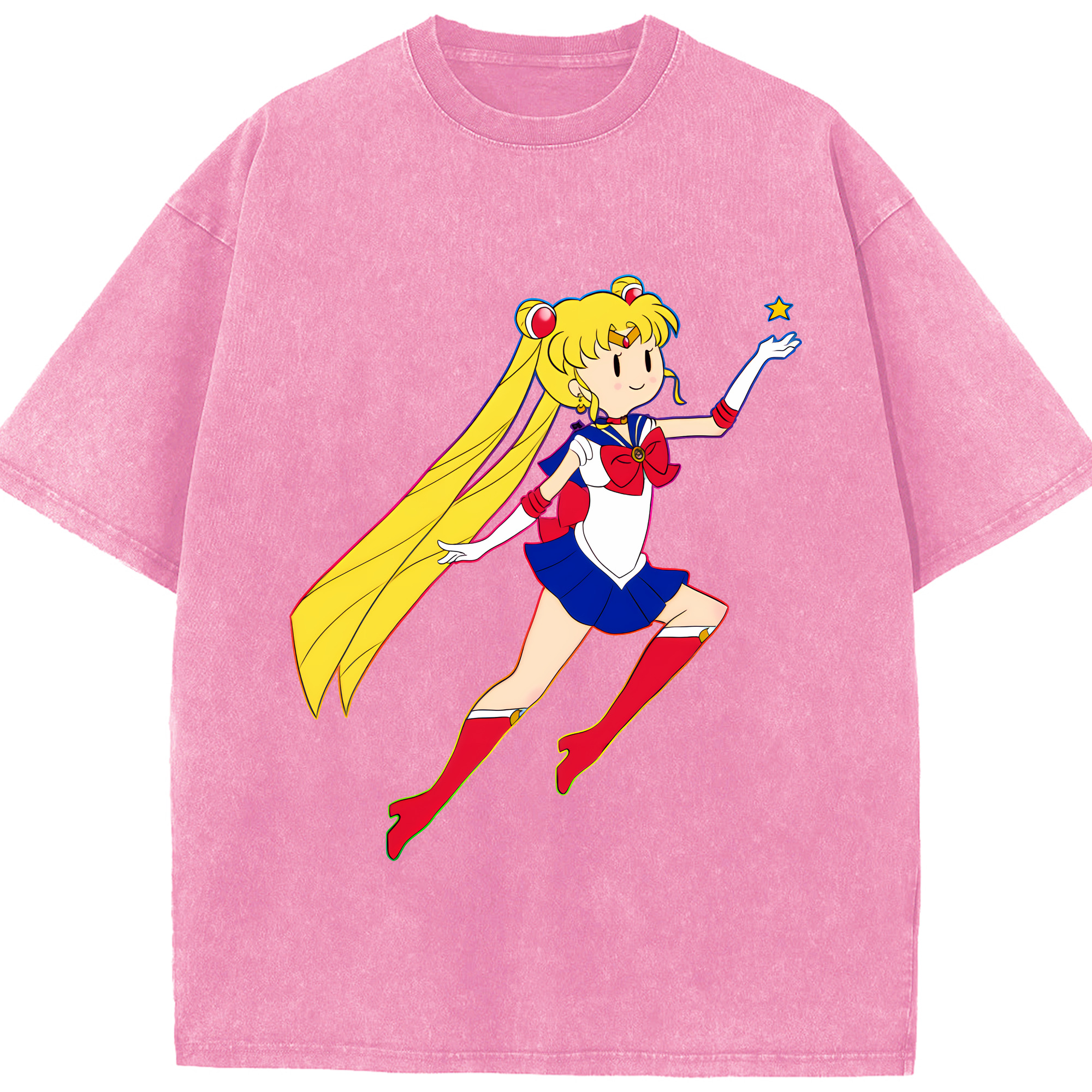（画像用） 美少女戦士セーラームーン 月野 うさぎ つきの うさぎ Sailor Moon Tsukino Usagi 綿100% ヴィンテージ風 半袖Tシャツ（フロントプリント）